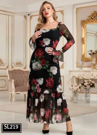 Chic Floral Lace Dress - 219