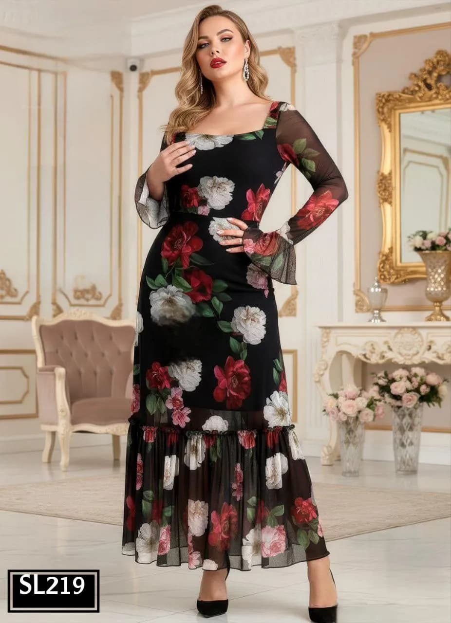 Chic Floral Lace Dress - 219