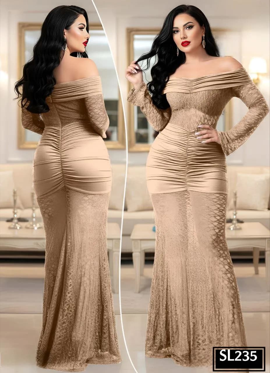 Coffee Off-Shoulder Maxi - 235