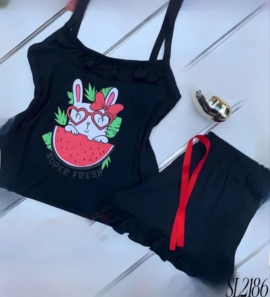Cute Black Short Pajama - 2186