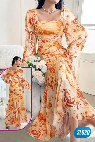 Floral Tulle Arm Maxi - 520