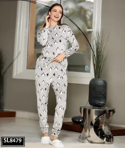 Grey Penguin Blanket - 8479