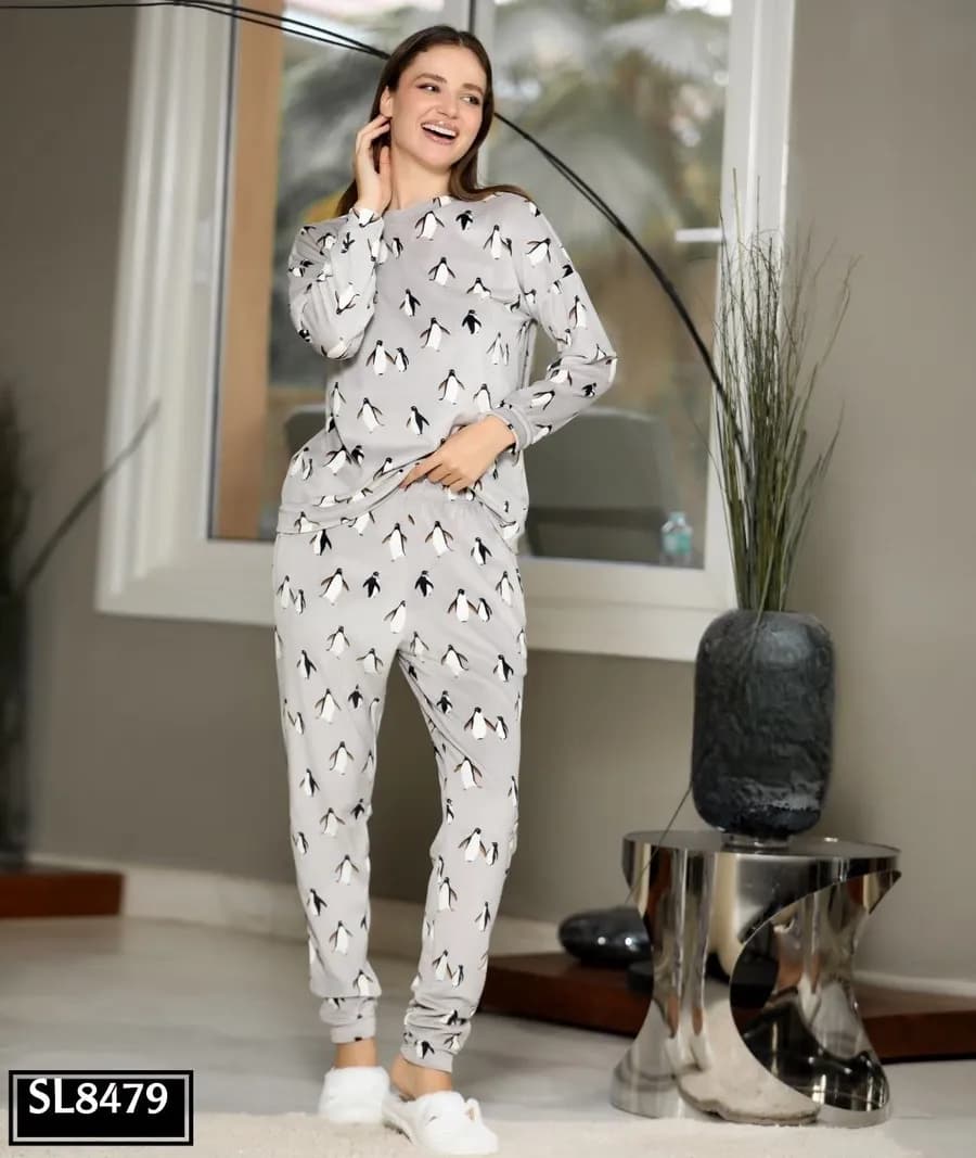 Grey Penguin Blanket - 8479