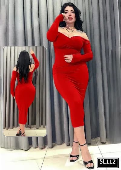Red Lameé Off-Shoulder - 112