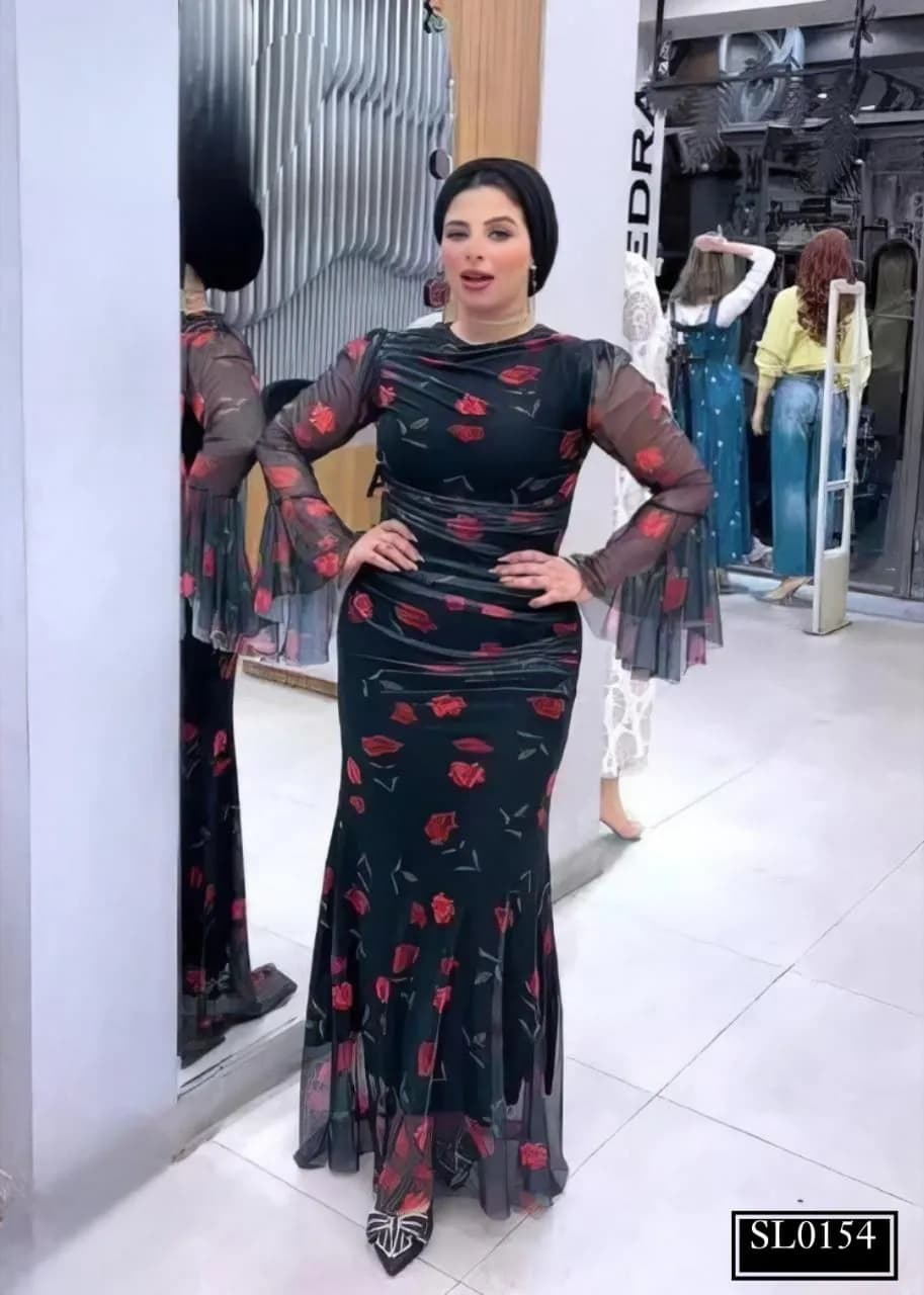 Romantic Rose Sleeve Dress - 0154