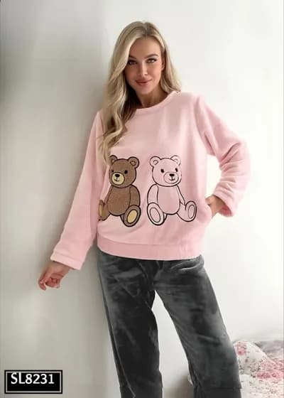 Teddy Bear Velvet Pajama - 8231