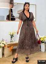 Tiger Deep V Dress - 168