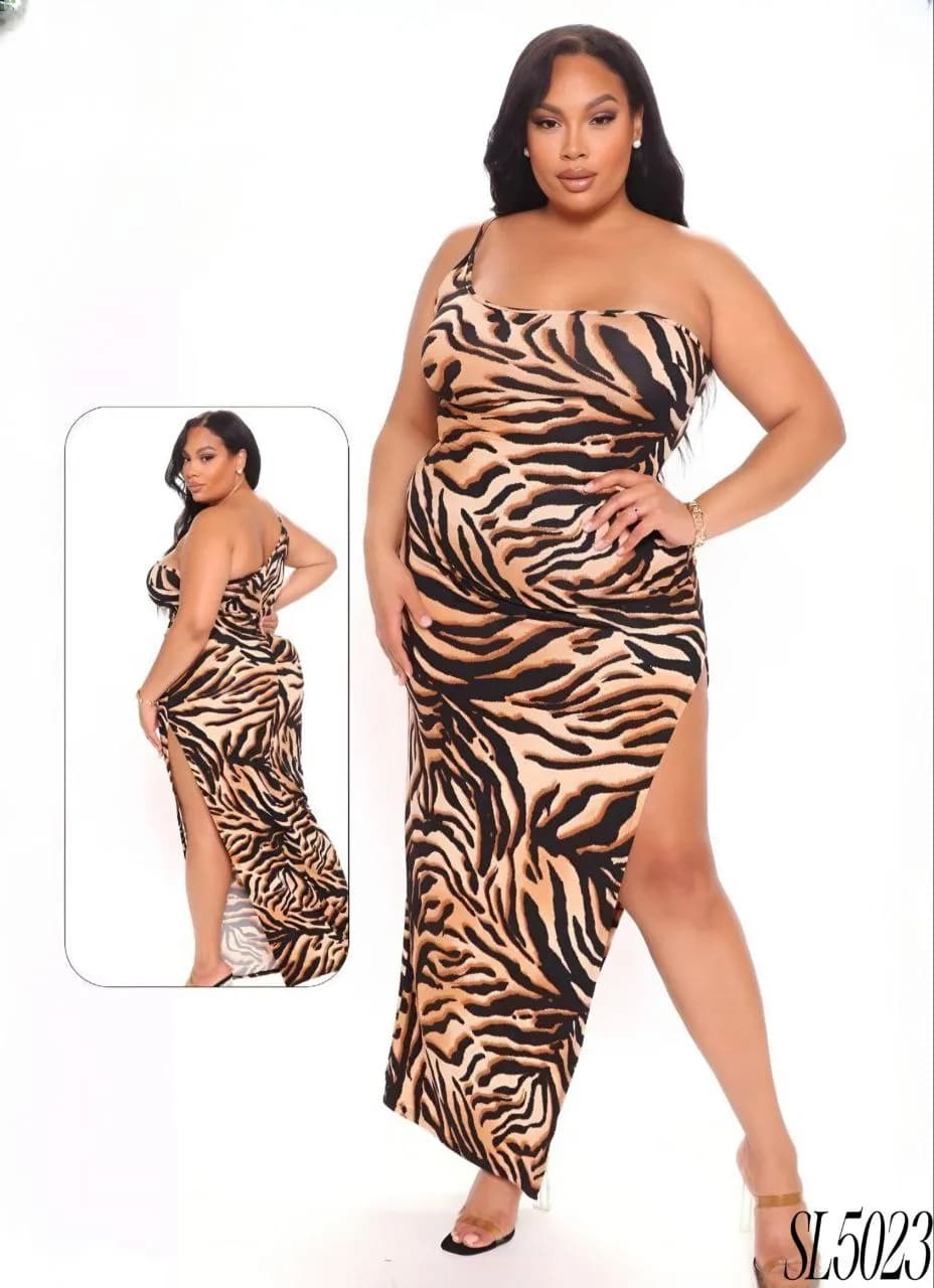 Tiger One-Shoulder Maxi - 5023