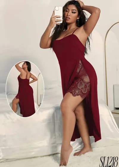 Lace Slit Nightdress 1218