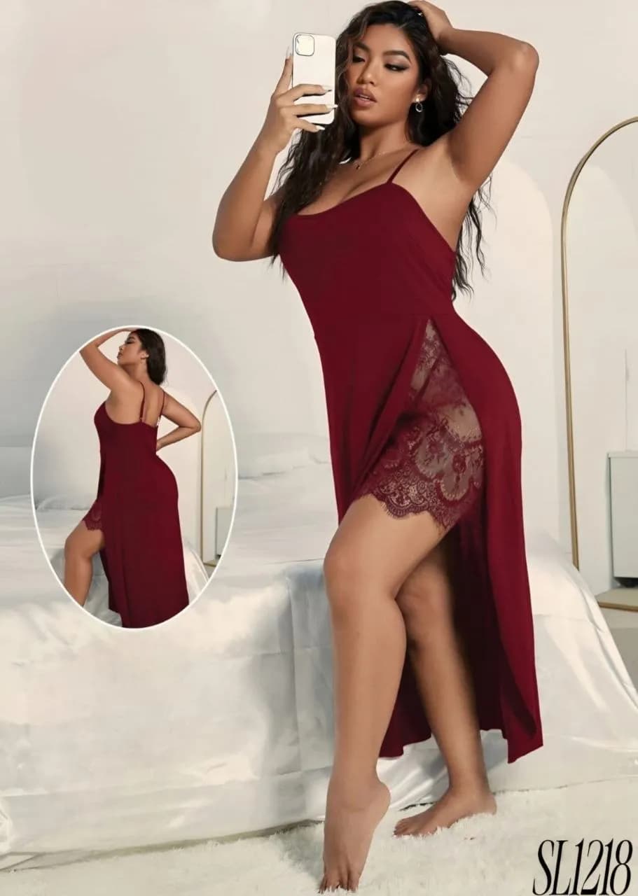 Lace Slit Nightdress 1218