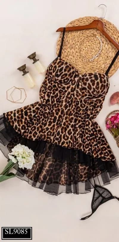 Leopard Lace Babydoll Set 9085